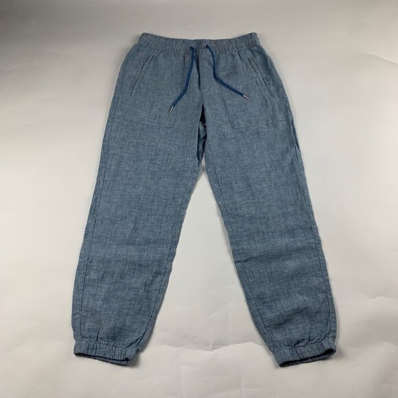 PETITE Athleta Light Chambray Blue Linen Jogger Pant 4P - Picture 1 of 7